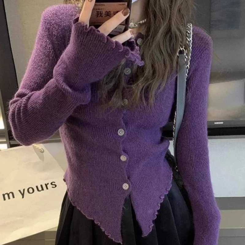 قميص قاعدة محبوك غير منتظم باللون الرمادي لخريف وشتاء جديد بخصر نحيف وداخلي ضيق