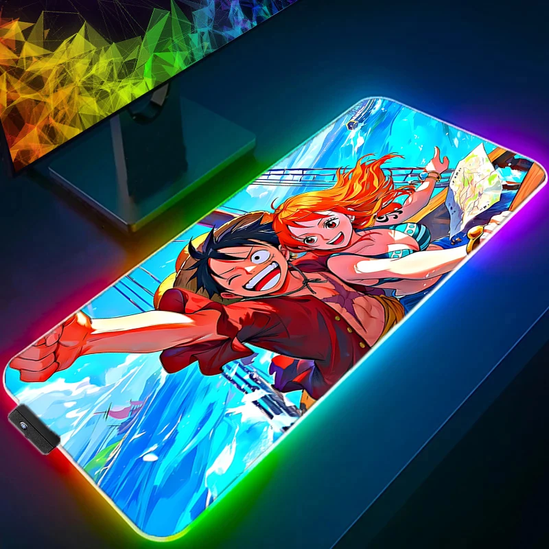 

RGB LED Mouse Pad Rubber Keyboard Pad Computer Game Mousepad Office Desk Mat PC Accessories One Piece Luffy Mouse Mat Tablet Pad