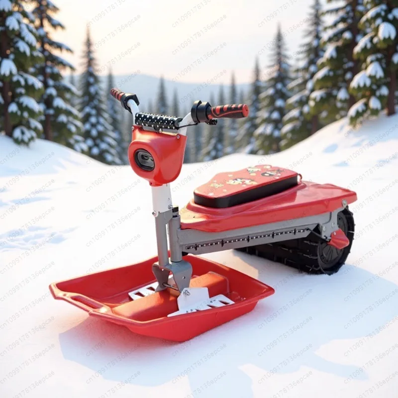 Russia uses large widened track electric ski scooter snowmobile in winter Adult children snowmobile