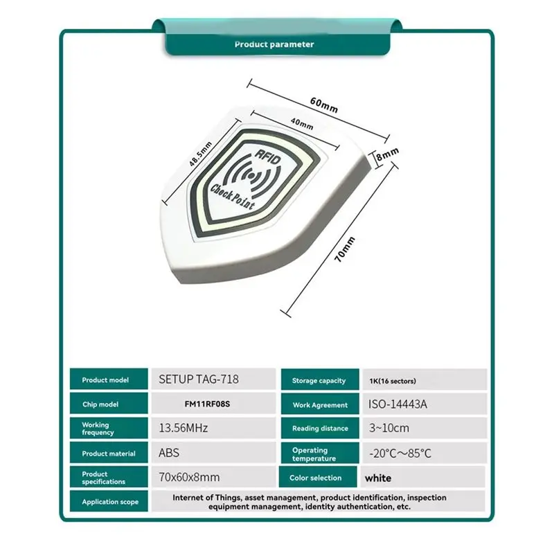 【CYBER MONDAY】20Pcs RFID Patrol Point Card 13.56Mhz FM11RF08 Anti-Metal 70X60mm Luminous Shield Inspection Tags For Secur