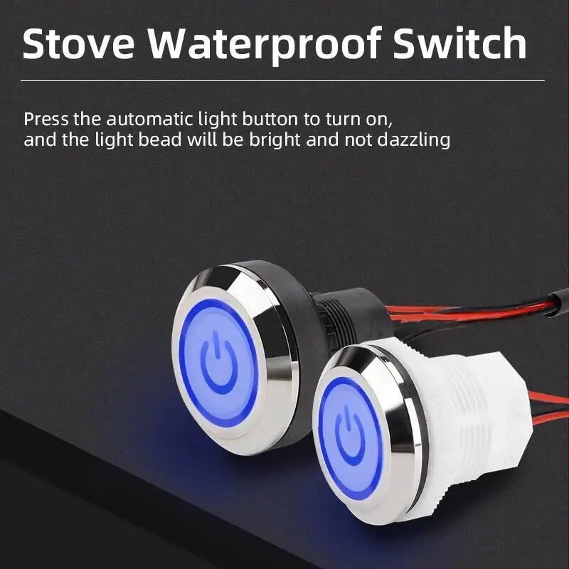 

22mm/30mm Metal Waterproof Push Button Switch Stove Commercial High Heat Ignition Power Supply Self-locking