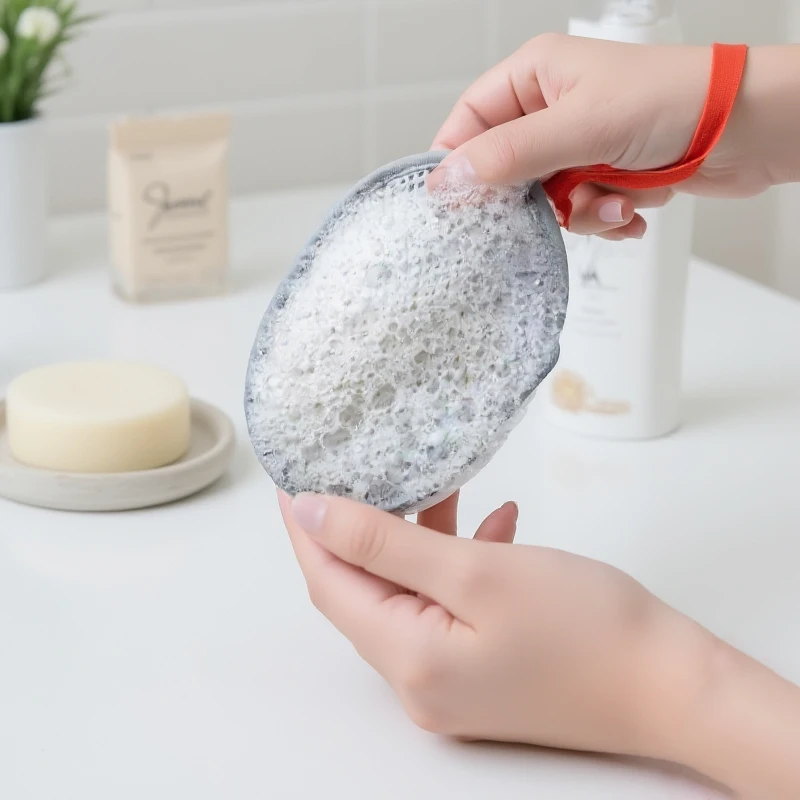 1 PCS Bath Cleansing Foaming Net Double-Sided Square/Oval Soap Bag Body Exfoliating Scrubber Sponges Bathroom Mesh Soap Pocket