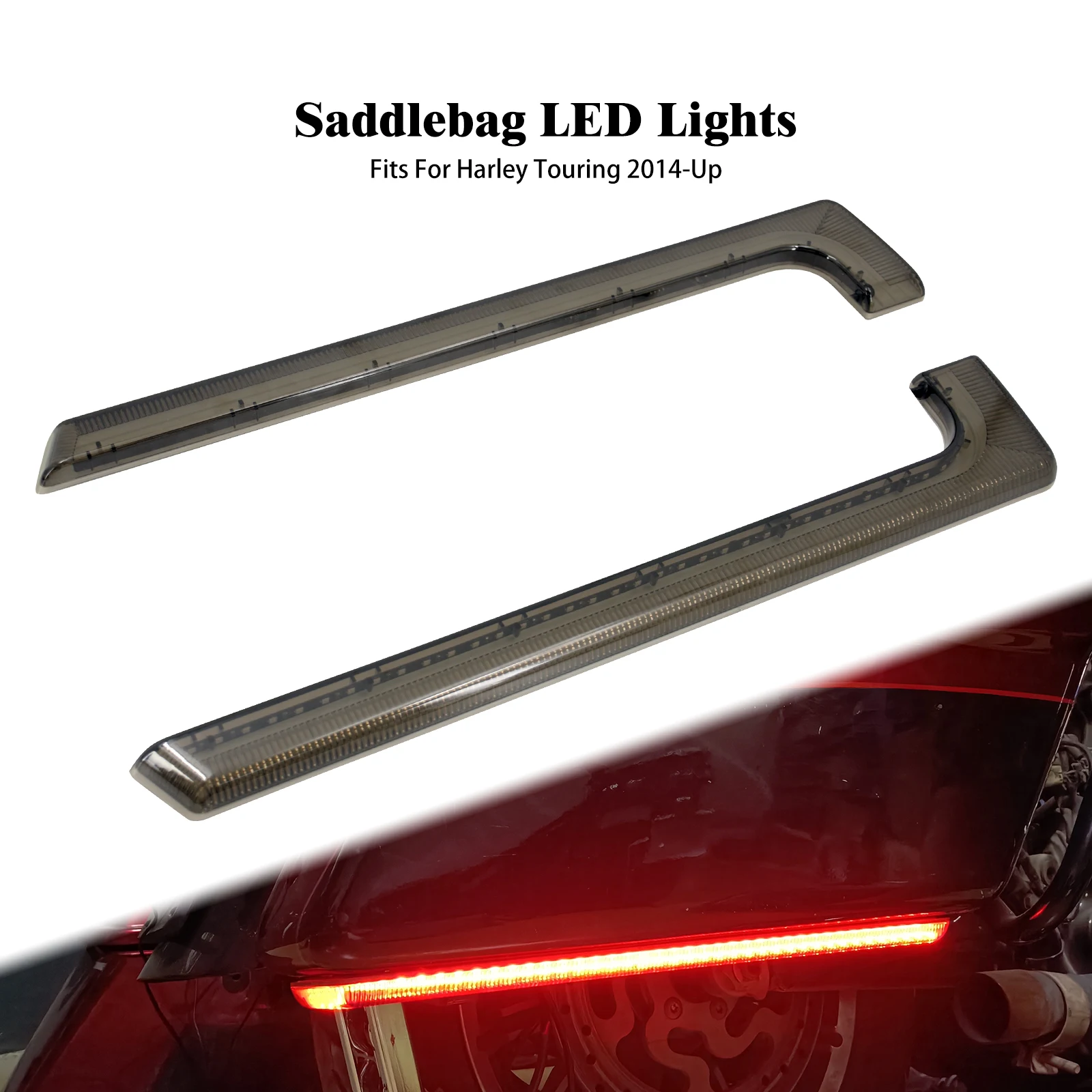 Motorcycle Saddlebag LED Light Brake Running Lamp Turn Signal Indicator For Harley Touring Electra Street Road Glide FLHR 14-Up