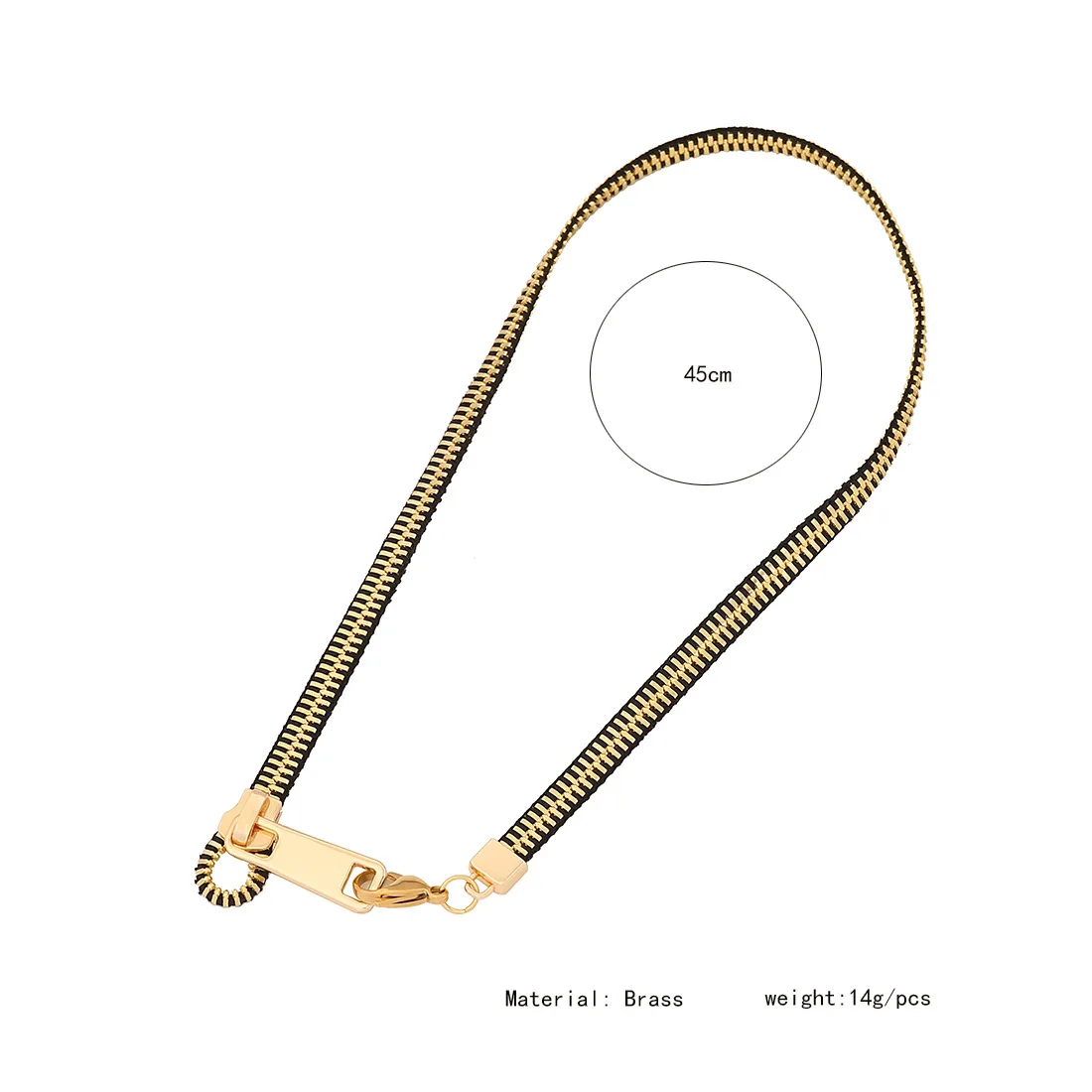 Punk Zipper Alloy Metal Choker Necklace for Women Men Trendy Thick Gold Color Clavicle Chain Adjustable Vintage Necklace