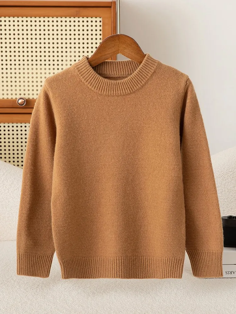 Children's Wool Sweater Pullover Girls Clothes Autumn Winter Boys Thick 100% Merino Wool Knitwear Basic Baby Kids Cashmere Tops view 2