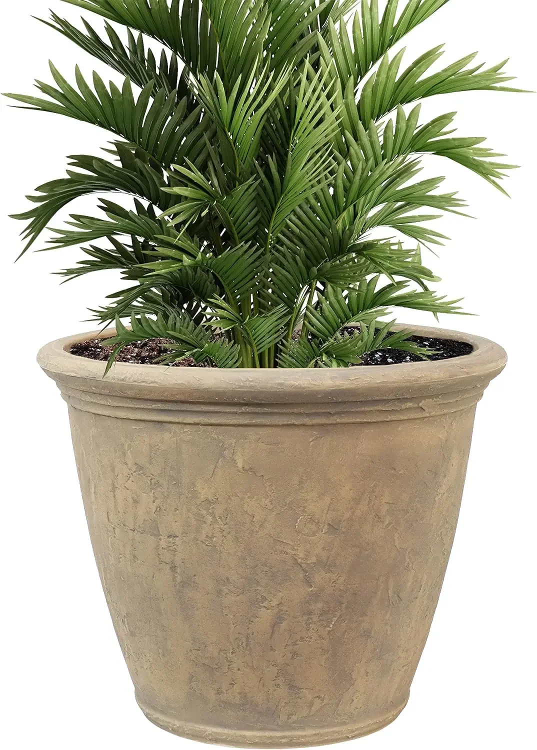 Sunnydaze 24-Inch Anjelica Large Plastic Pot for Plants - Outdoor Double-Walled Large Plastic Planter with Drillable Drainage Ho