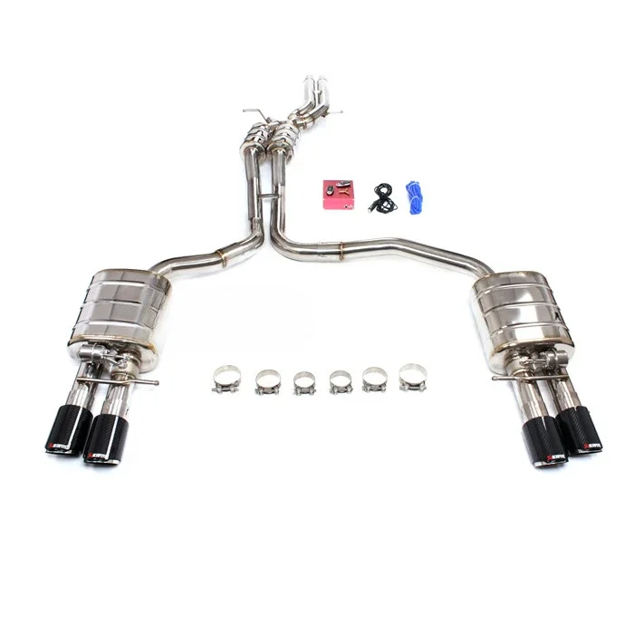 

Super Racing Tailpipe Exhaust System For AUDI A7 Valve Exhaust Cat Back With Quad Double Tip