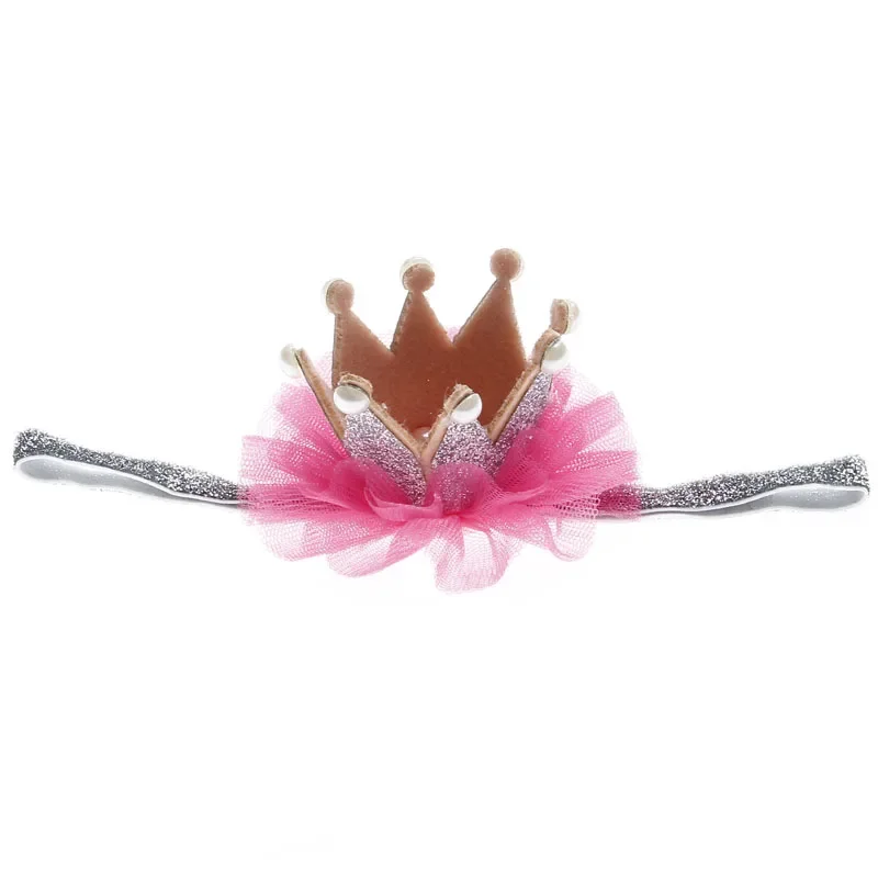 Fashion Newborn Mini Felt Crown with Glitter Elastic Headband for Girls Hair Accessories Handmade Luxe Baby Headbands