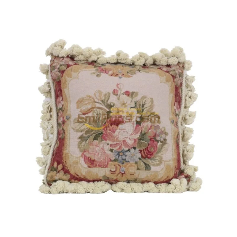 

Wool ribbon embroidered cushion for Victorian-style living room, core-free