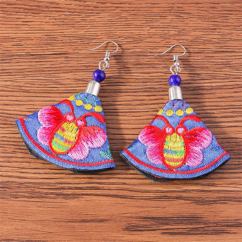 Bohemian Handmade Embroidery Bee Drop Earrings for Women Girls Party Holiday Jewelry Accessories