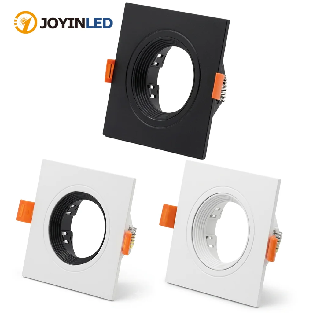 JOYINLED Square Recessed Spotlight Frame Plastic GU10 MR16 GU5.3 Downlight Fixture Adjustable Ceiling Spot Light Shell Housing