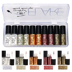 Makeup Set Liquid Glitter Eyeliner Metallic Shimmer Glitter Eyeshadow Long Lasting Waterproof Shimmer Eyeliner 10pcs