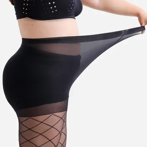 XL XXL 3XL 4XL Plus Size High Waist Pantyhose Ultra-thin Nylon Grid Stocking High Quality designing for Ladys