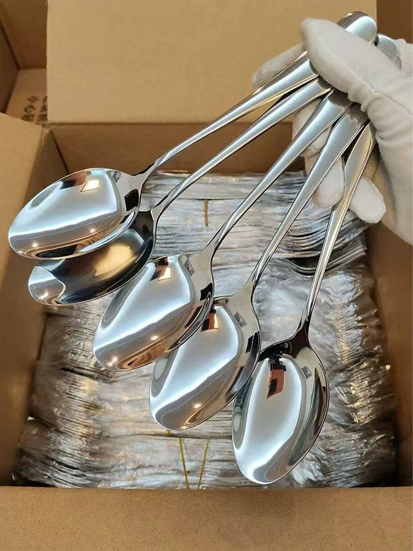 German Five-Piece Set of Stainless Steel Spoons, Mixing Spoons, Household Soup Spoons, Children's Rice Spoons, Dining Spoons, Western-Style Spoons, 5Pcs