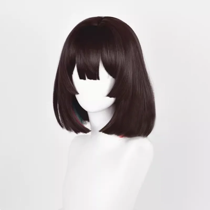 Jeu Honkai: Star Rail Xueyi Cosplay Perruque, Brun Foncé, Épée, Cyan, Cheveux Rouges, Degré de Chaleur, Synthétique, Halloween, Accessoires de ix