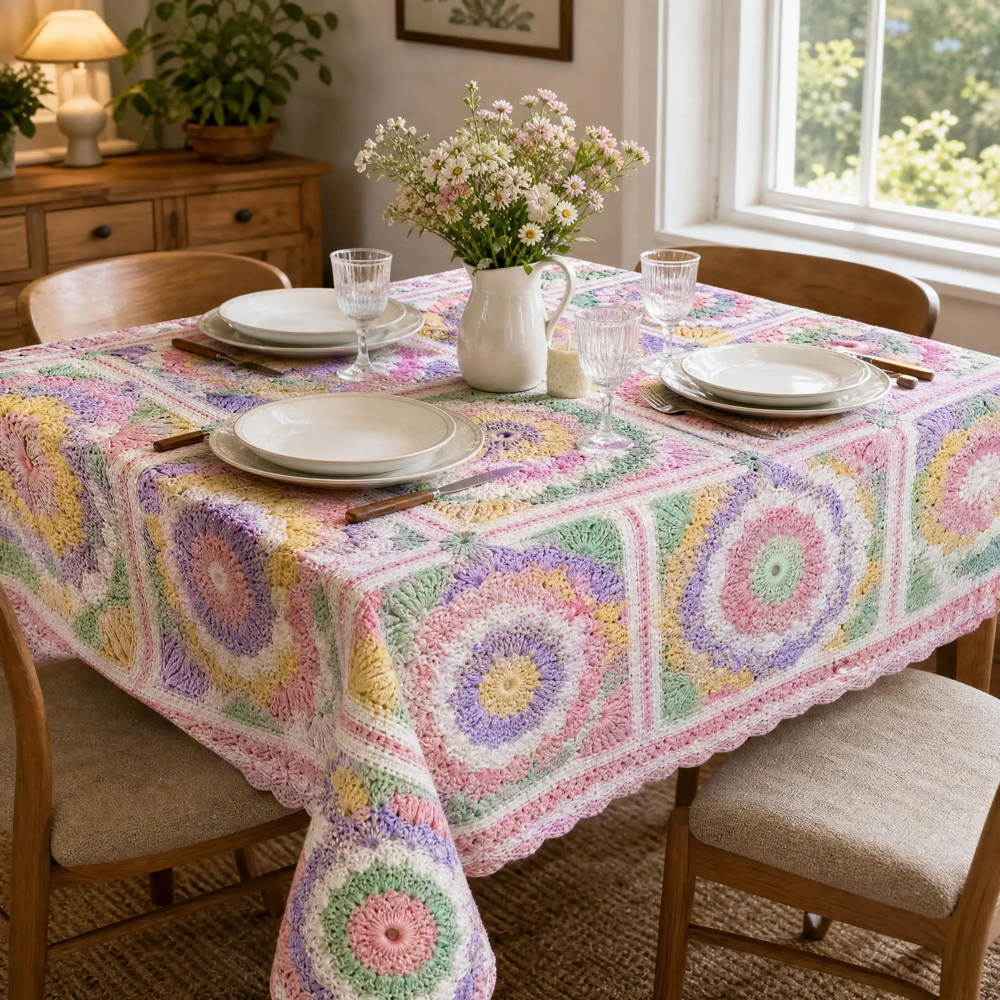 Crafting & Crochet Revival Style Tablecloth, Suitable For Table Decoration, Unique Holiday Gift - view 5
