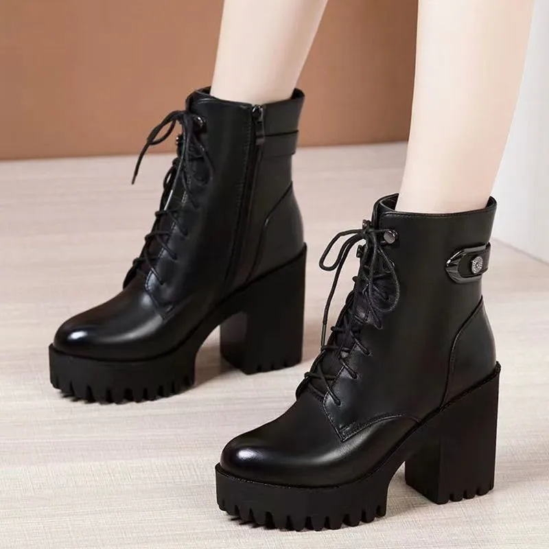 

Thick-Heeled Pleated Women'S Western Cowboy Boots, Retro High Boots, Belt-Buckle Knight Boots, Thick-Soled Women'S Long Boots