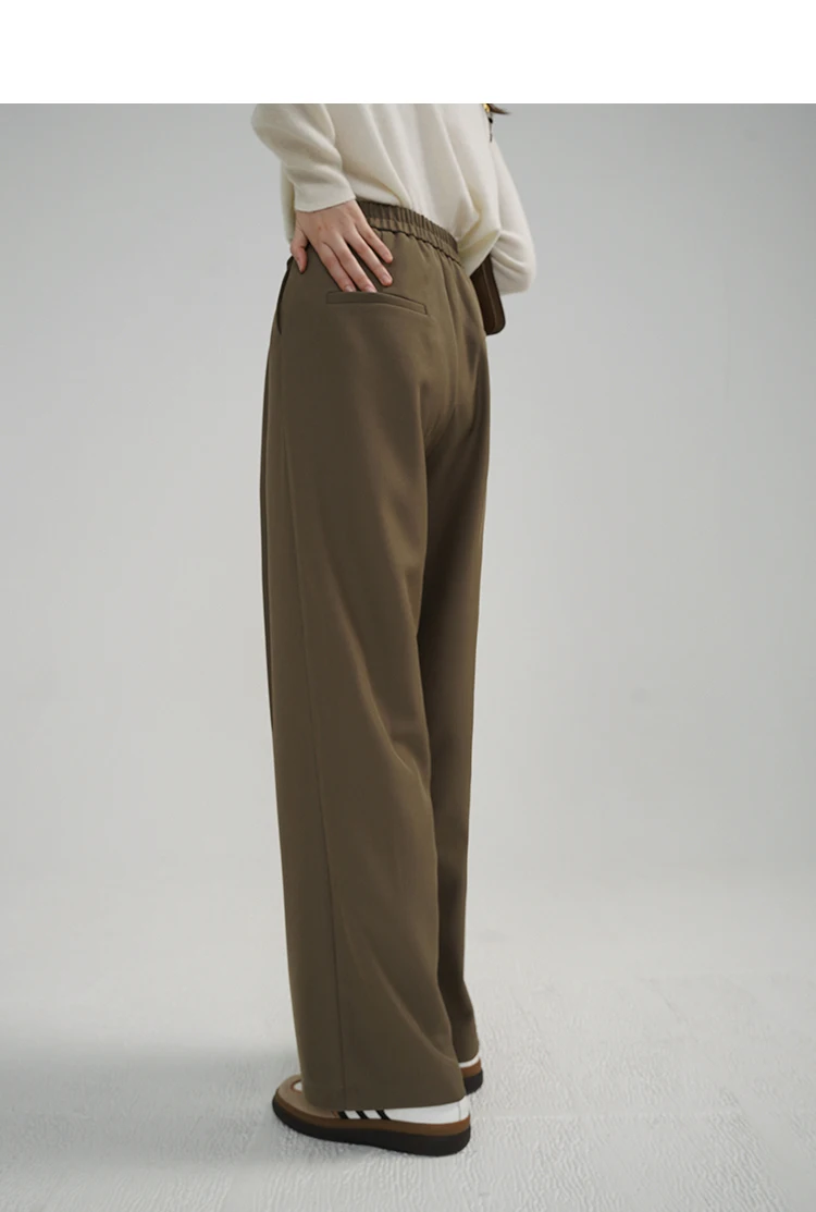 Elegant Chic Loose High Waist Wide Leg Pants Winter Warm Straight Leg Trousers for Women Casual Office Slimming Long Suit Style