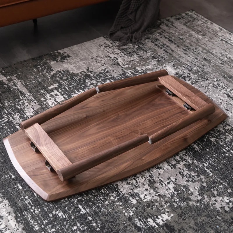 โต๊ะกาแฟพับได้ทรงนอร์ดิก วัสดุไม้วอลนัทสีดำ โต๊ะน้ำชาแบบเรียบง่ายทันสมัย สไตล์ญี่ปุ่น เหมาะสำหรับอพาร์ทเมนต์ขนาดเล็ก