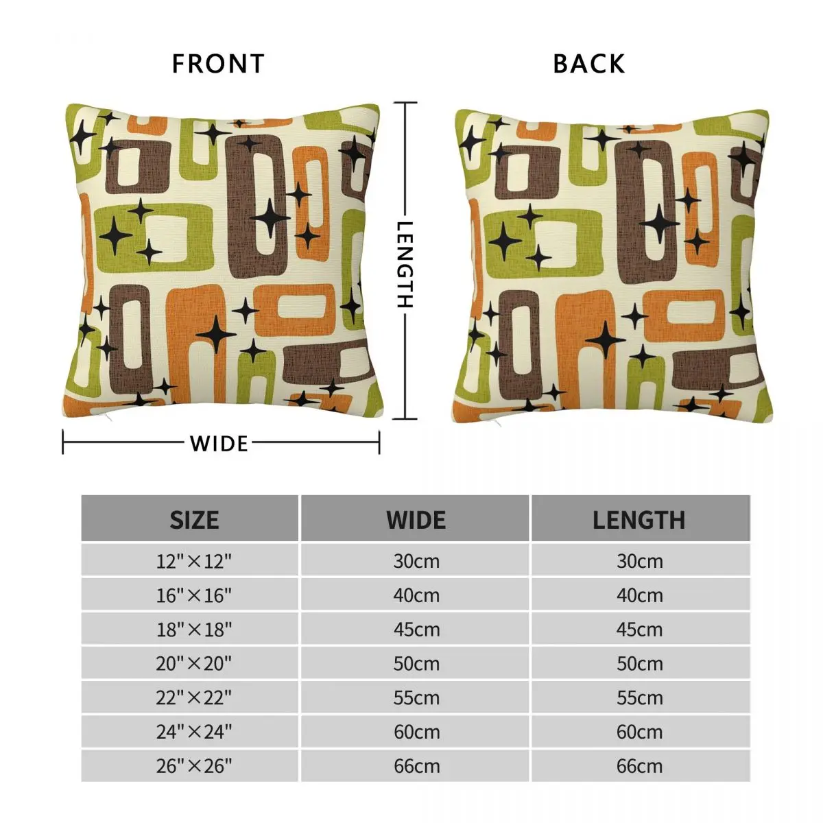 Retro Mid Century Modern Abstract Square Pillowcase Polyester Linen Velvet Printed Decorative Pillow Home Cushion Cover 45x45