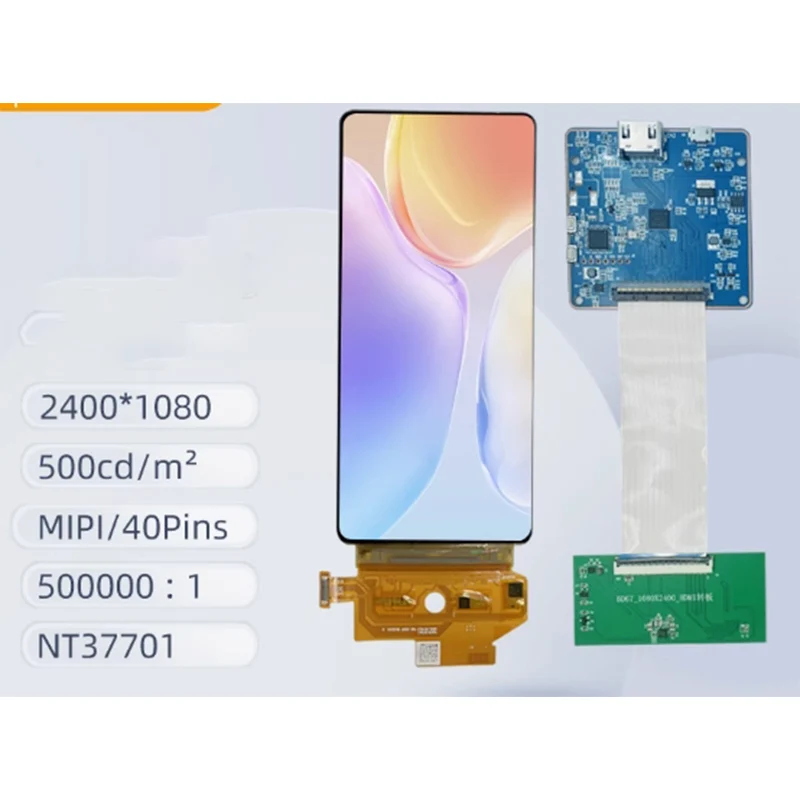 6.67-inch OLED flexible screen 2400 * 1080 full screen narrow edge non perforated screen+driver board with built-in touch