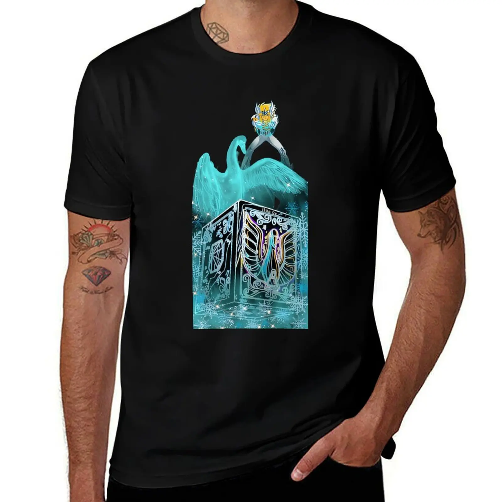 

Printed 100% Cotton T-Shirt Teen Picnic Retro Vibe Breathable Tee Saint Seiya Bronze Saint Seiya Shun Shiryu Cygnus Hyoga Ikki