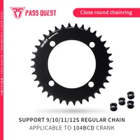 PASS QUEST-104BCD Bicicleta de montaña redonda Aero colorida, bicicleta de carretera, plato ancho estrecho, rueda dentada 32-48T, plateada y negra