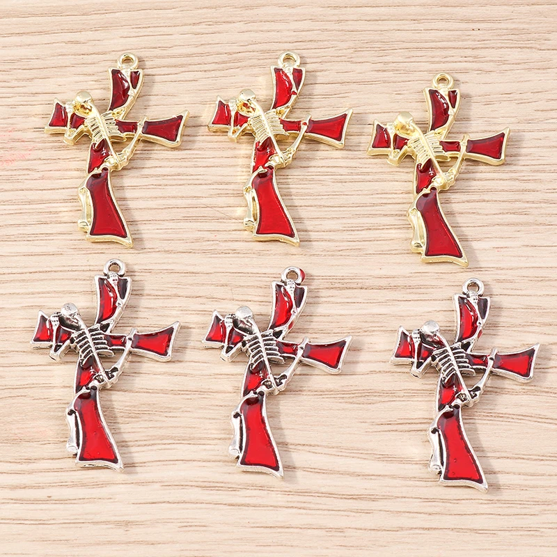 Tusember 4 Stück Legierung Steampunk Jesus Totenkopf Kreuz Anhänger für Ohrringe Halskette Handgemachter Schmuck DIY Zubehör – Detail 2