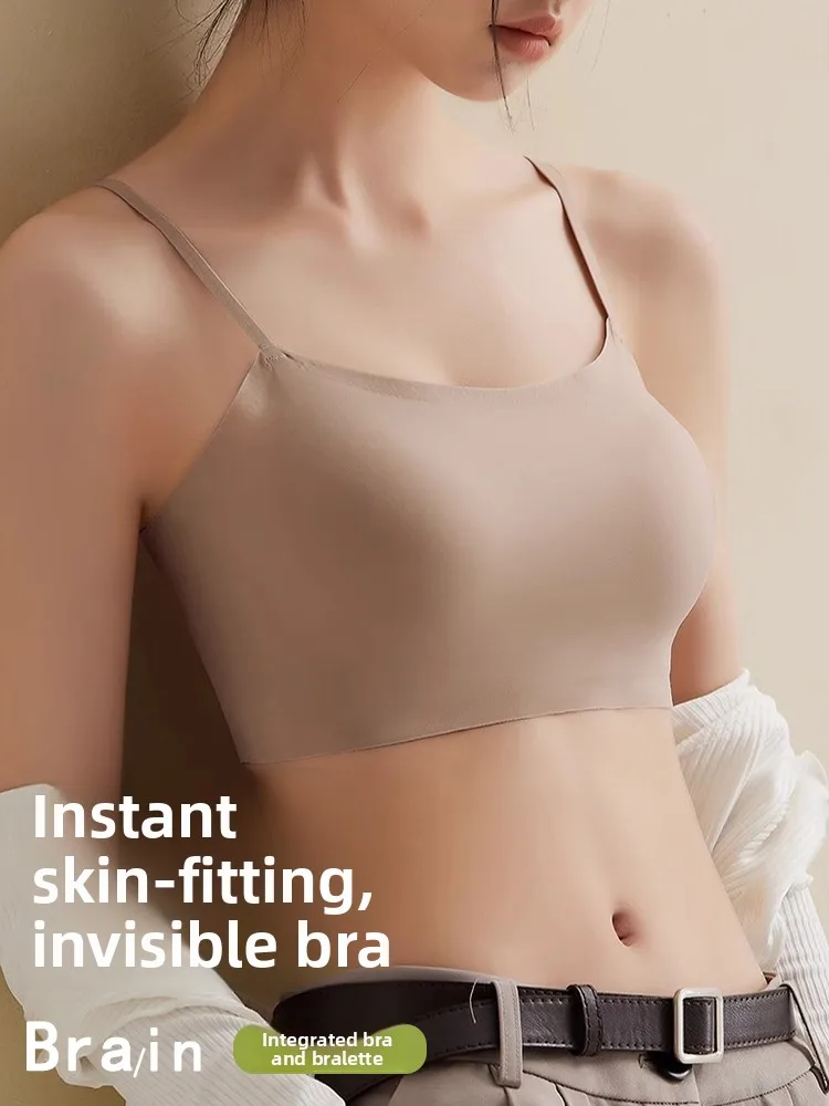 

Женский невидимый цельный тонкий жилет, удобное нижнее белье, встроенный дизайн, без бюстгальтера, летний оригинальный дизайн, нейлон