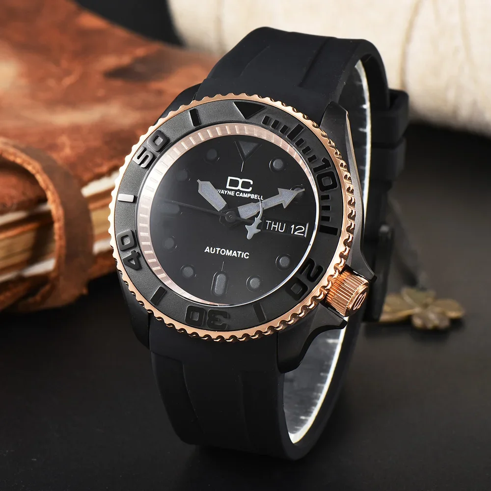 40.5mm Fashion Men's Mechanical watch Sapphire Case Automatic Men's Watch Ceremic Bezel Rubber Band NH35 Movement