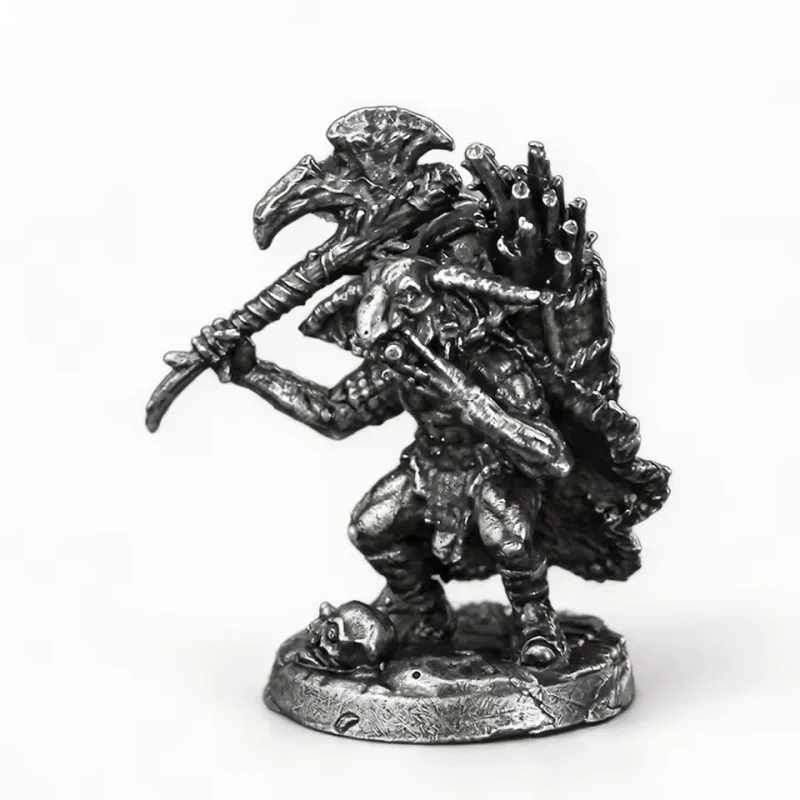 Goblin Warrior Miniature Figurine, Solid White Copper Fantasy Monster Model, Desktop Ornament Collectible Decor Gift for Men
