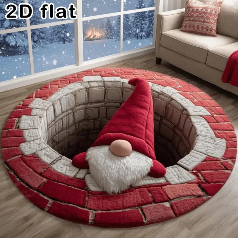 Holiday Village Sleigh Rug vintage cottages santa sleigh reindeer tree holly garland art 80x80cm