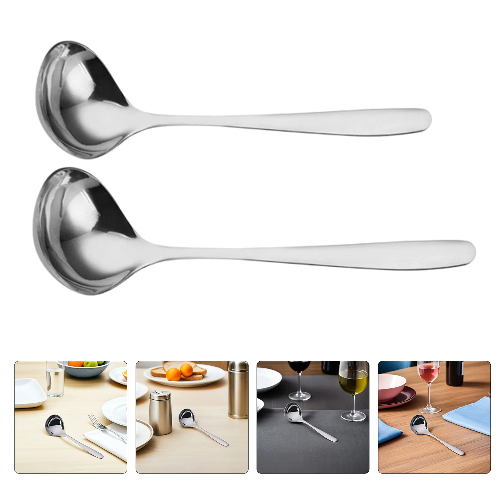 

2pcs Stainless Steel Deep Spoons Round Serving Tablespoons For Family Meals Buffets Festive Occasions Metal Kitchen Utensils