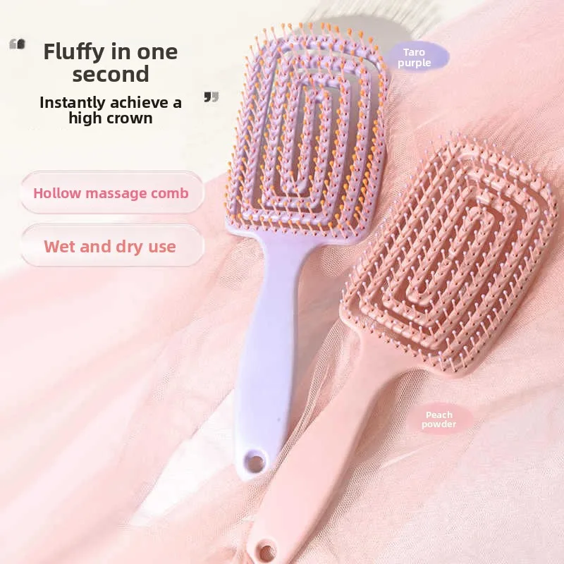 Hollow Curved Wavy Hair Comb for Women, Large Arc Massage Detangling Comb, Scalp Care Anti-tangle Hair Styling Brush