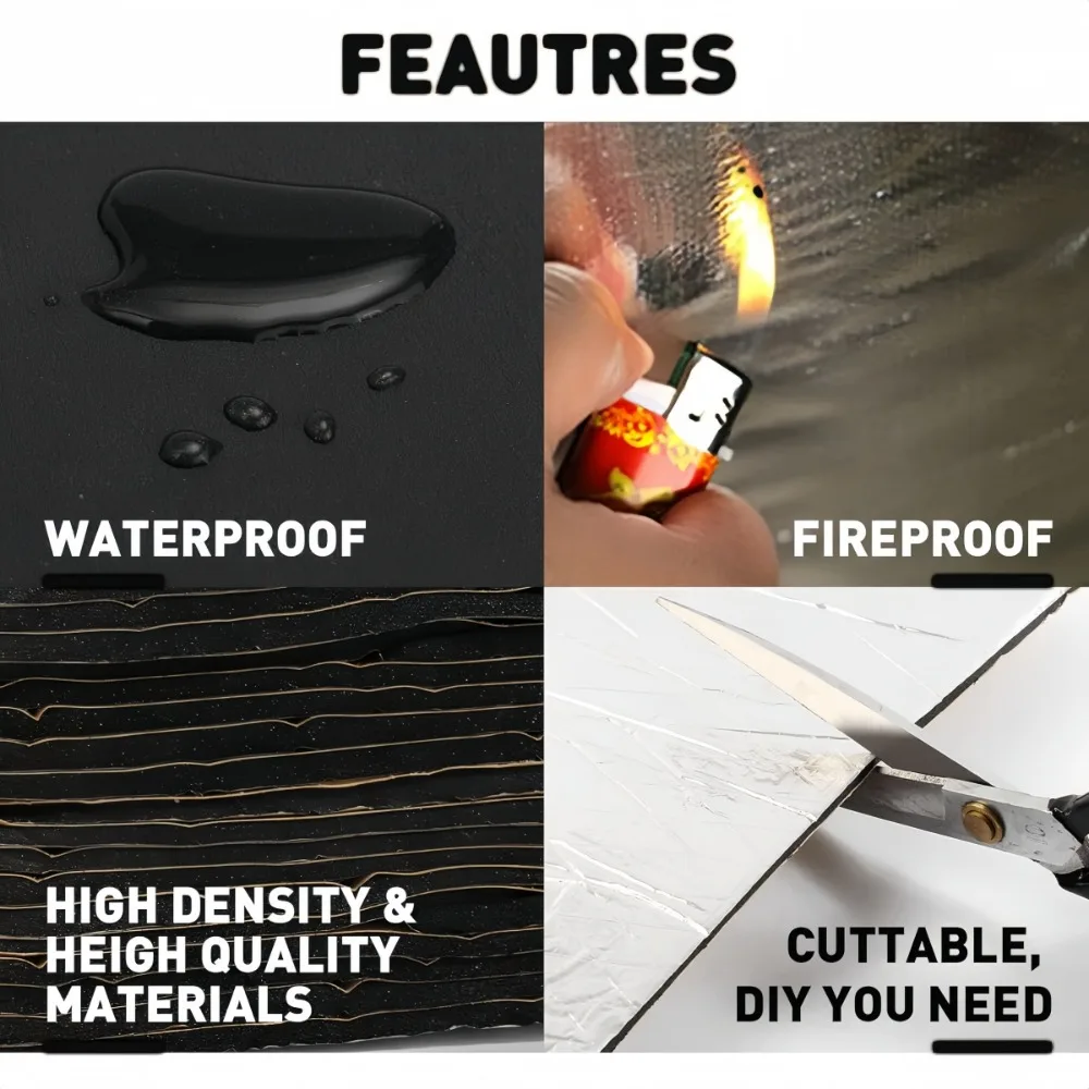 2000x500 مللي متر 5/10 مللي متر سيارة الصوت حصيرة الألومنيوم احباط مقاومة للحريق ارتفاع درجة الحرارة المقاومة رغوة حصيرة للسيارات هود تقليم سقف الباب الجذع