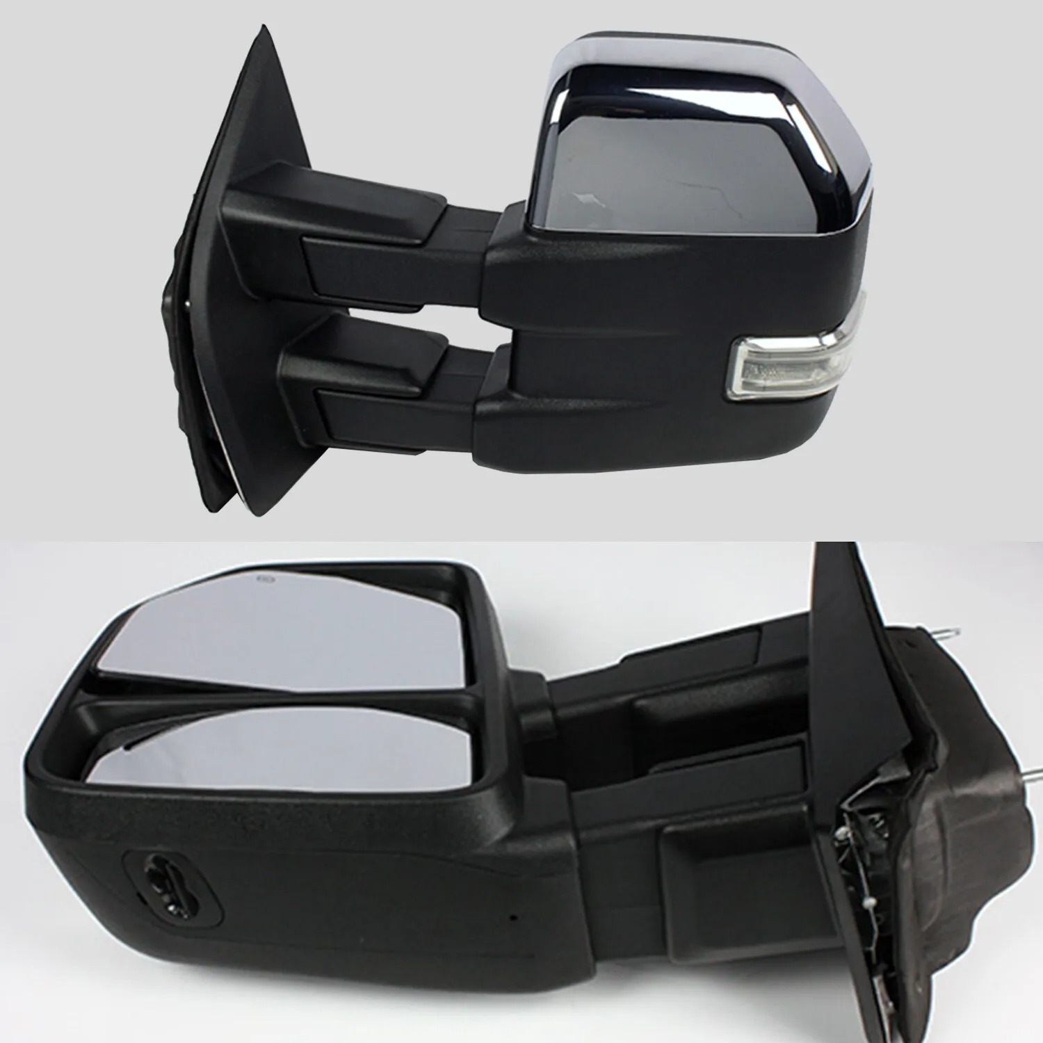 Chrome Power Heated Towing Mirrors For 2003-2007 Ford F250/F350/F450+LED Signal