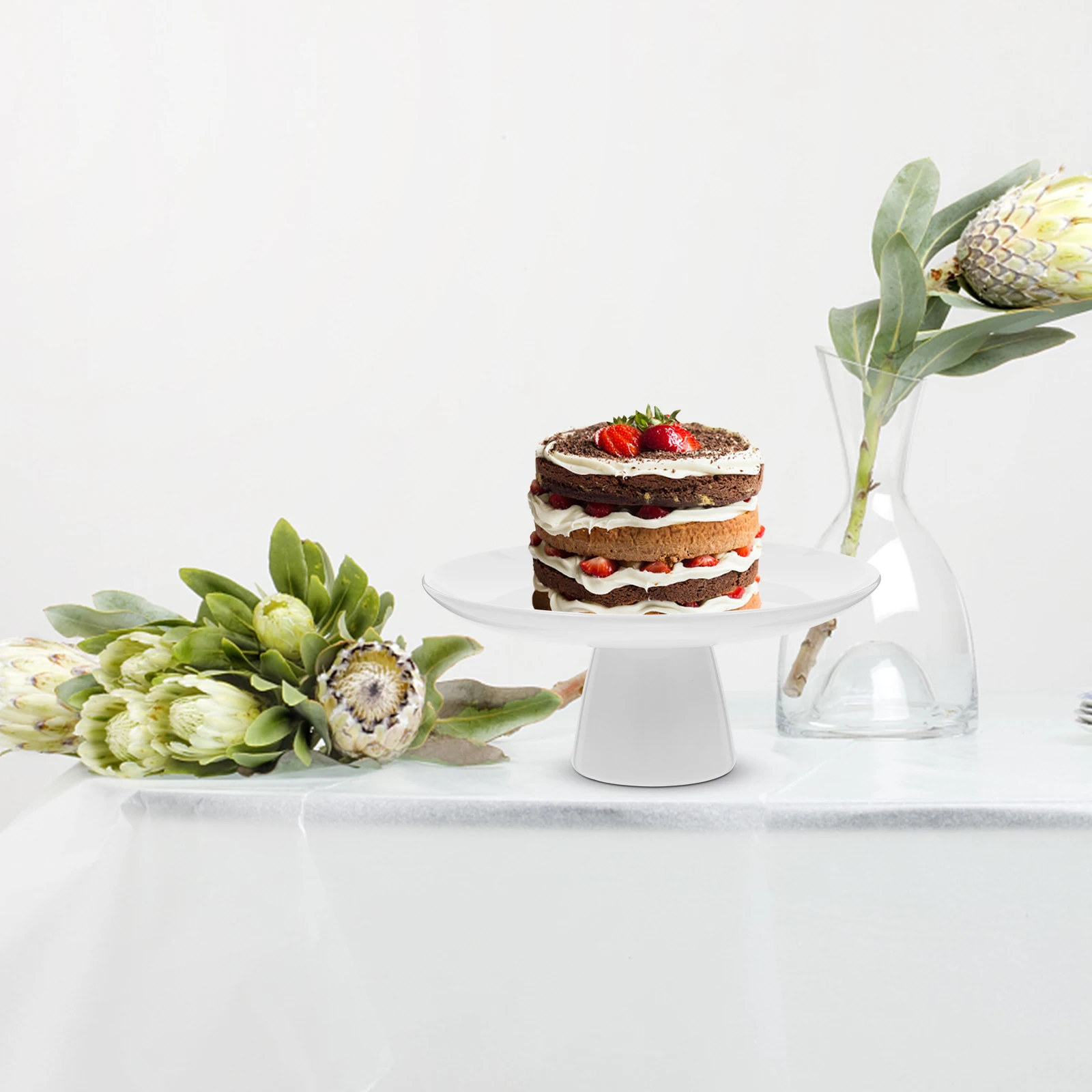 

Ceramic Cake Plate Decorative Household Party Cake Tray Dessert Display Stand Wedding Food Serving Snack Plate