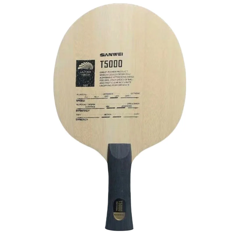 Original SANWEI T5000 Table Tennis Blade 5 Wood 2 Carbon Entry Intermediate Ping Pong Blade for Loop Drive with Fast Attack