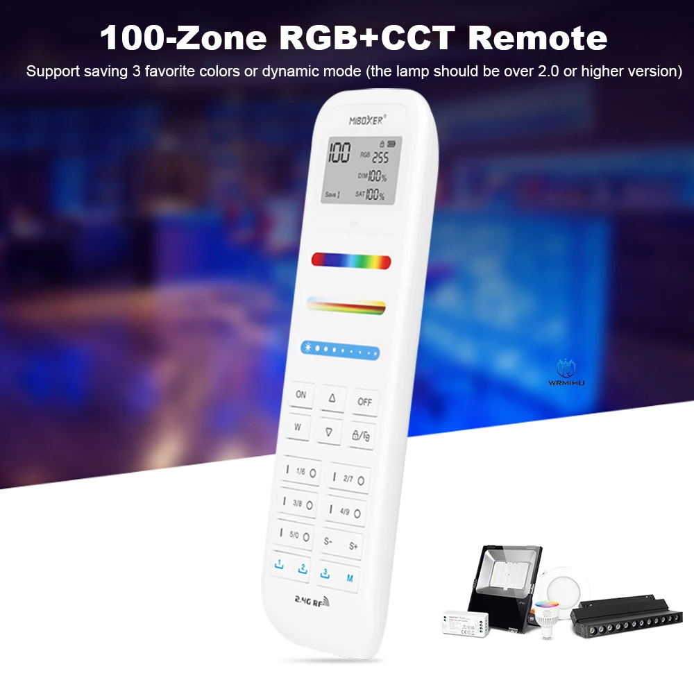 Miboxer FUT100 100-Zone RGB+CCT LED Remote Controller 2.4G RF Wireless LED Light Lamp Control