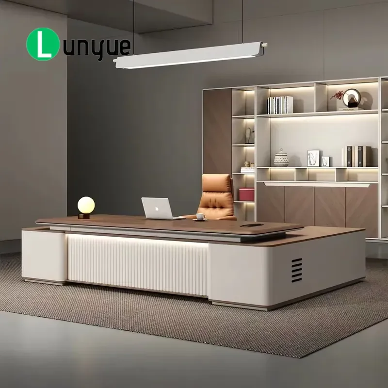 Modern Executive Desk Solid Wood Durable Modular Design Versatile Office Furniture for Home Business Workspace Sturdy
