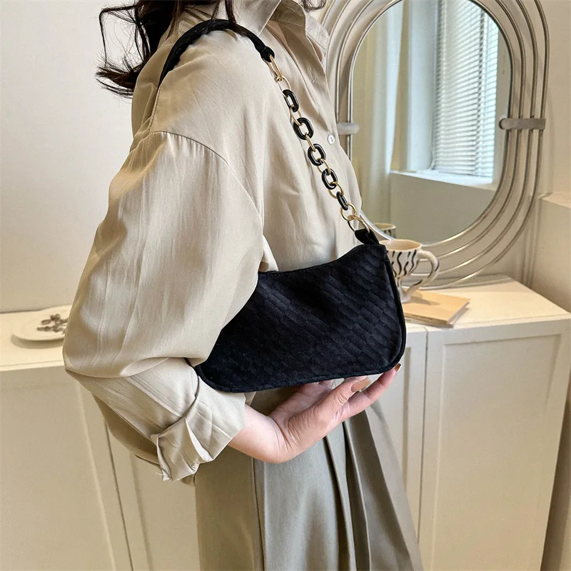 New Women Felt Shoulder Bags Women's Underarm Bags Design Advanced Texture Armpit Handbags Purses Light Weigh Bag