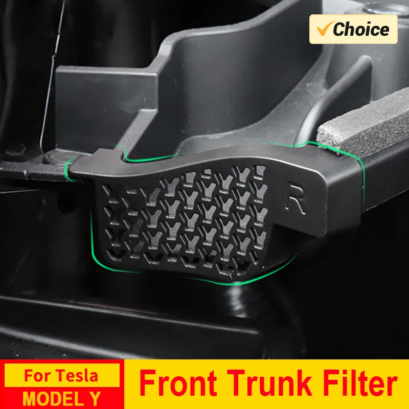 2pcs Front Trunk Debris Filter For Tesla Model Y Accessories 2023 2022 2021 Water Guide Groove Cover Anti-Clogging Organizer