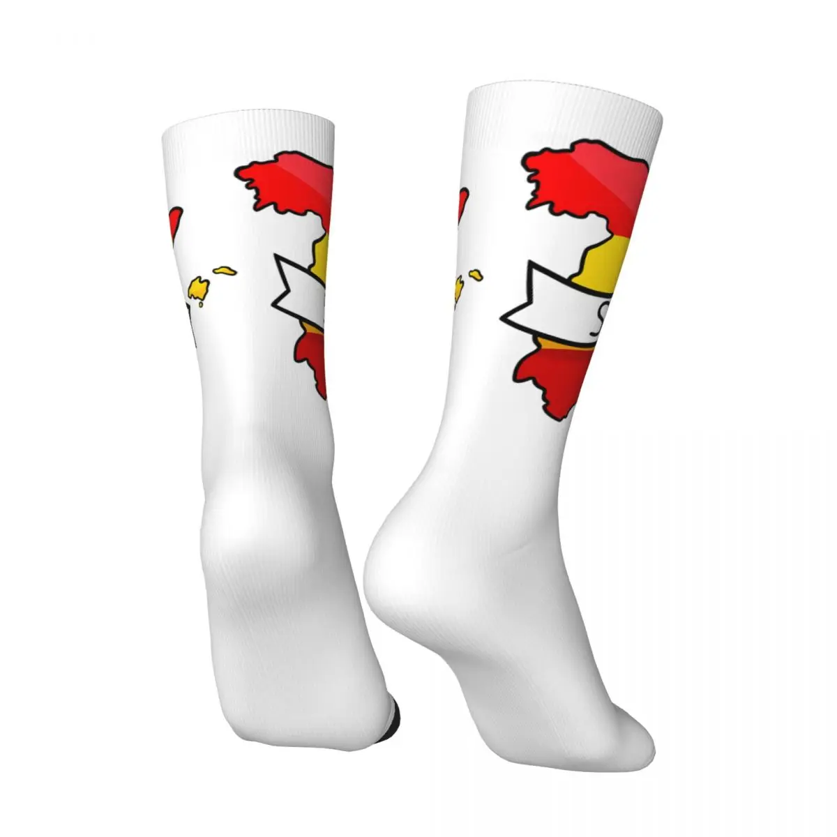 Spain Map Sticker Men's Socks Retro Harajuku Europe Street Style Novelty Seamless Crew Sock