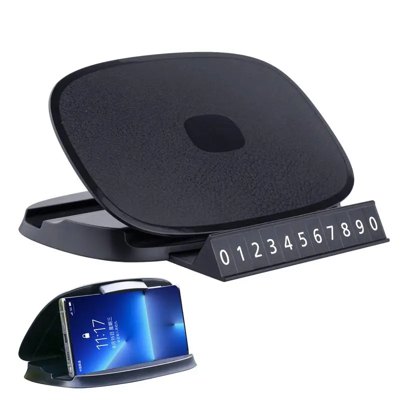Car Phone Holder With Parking Number Plate 360 Rotate Auto Dashboard Cell Phone Stand Clip-on Phone Rack For Car Interior
