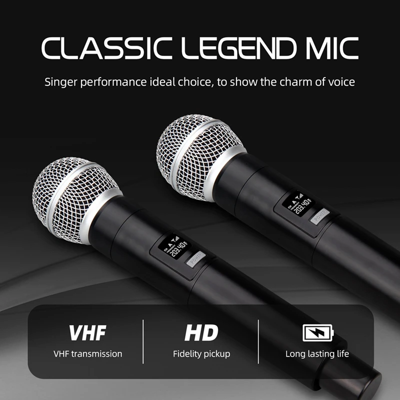 VM304 Audio 4-Channel Wireless Microphone System Handheld Mic 80M Range For Karaoke Speech Singing Portable Set EU Plug Durable