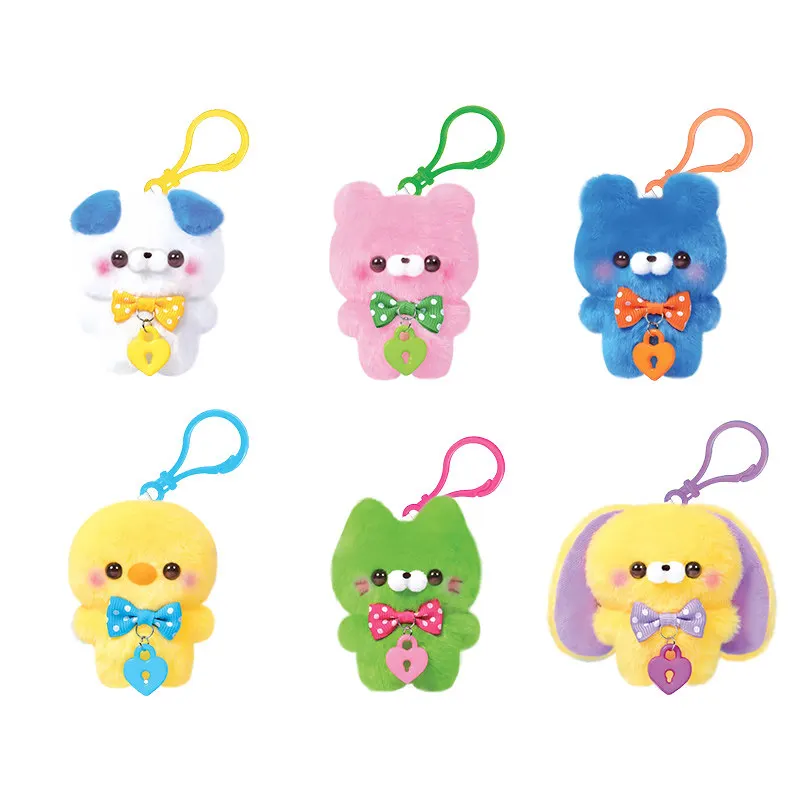 Yell Plush Standing Animal Figurine Heart-Shaped Lock Series Standing Animal Teddy Bear Hanging Rabbit Pendant Ornament
