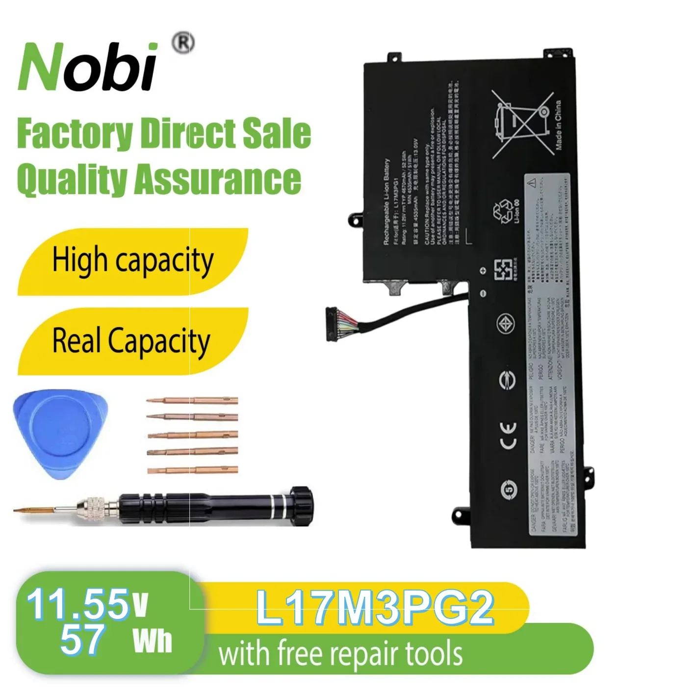 

Аккумулятор Nobi L17C3PG1 L17L3PG1 L17M3PG1 L17M3PG3 L17C3PG2 3ICP6 54 90 для Lenovo Legion Y530-15ICH Y540-15IRH Y540-17IRH