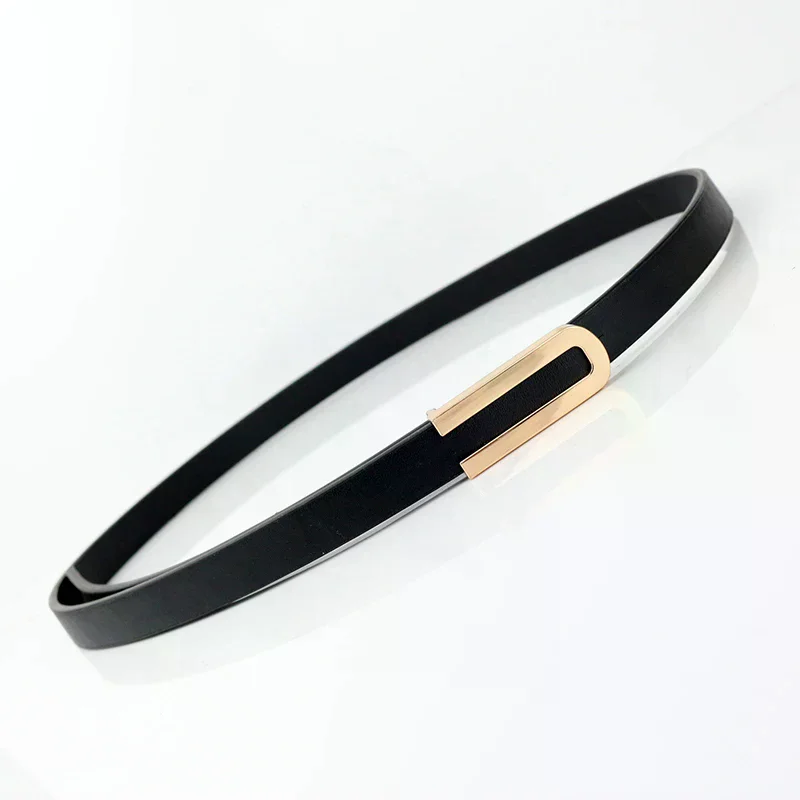 أحزمة الخصر النسائية الحد الأدنى دبوس مشبك بولي Leather الجلود رقيقة حزام الإناث لفساتين الجينز السراويل #3