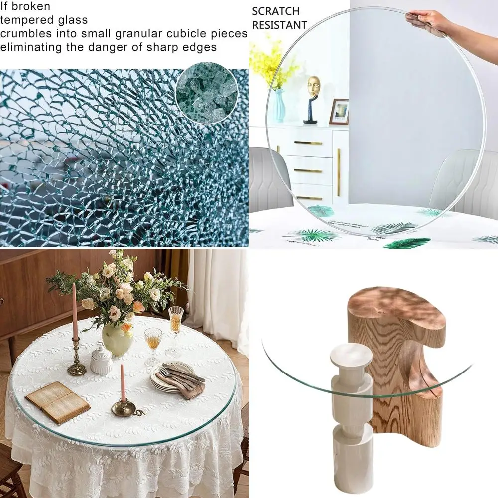 

28 Tempered Glass Table Top, 0.26 Pencil Edge, Clear for Patio, Dining, Coffee, and Side Tables