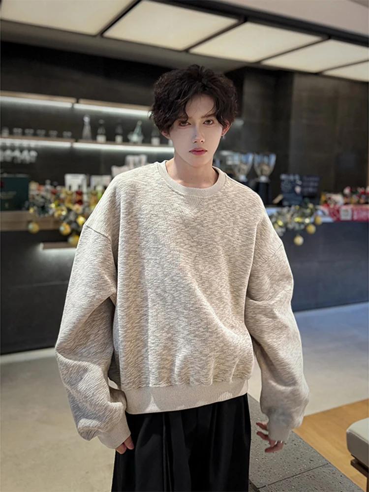 

Cleanfit American ort Sle Hoodie Korean Lazy round Ne Long Sve Men's Base Layer irt Autumn Winter Thiened Polyes...